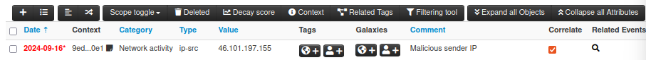 MISP screenshot