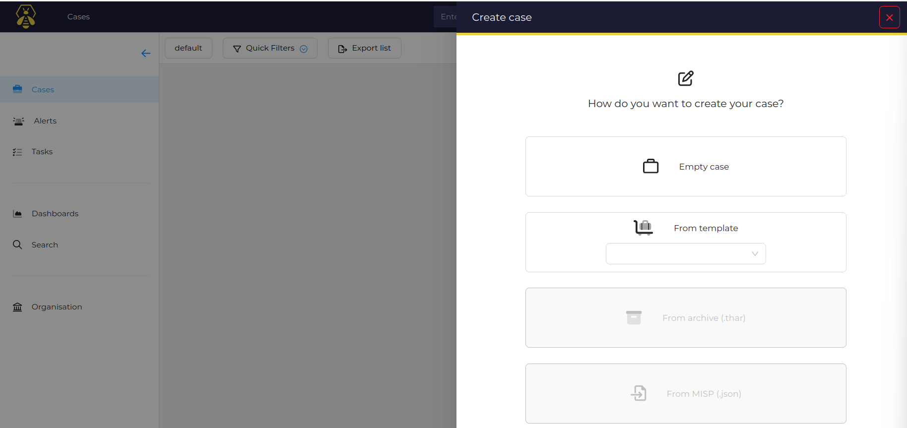 TheHive screenshot