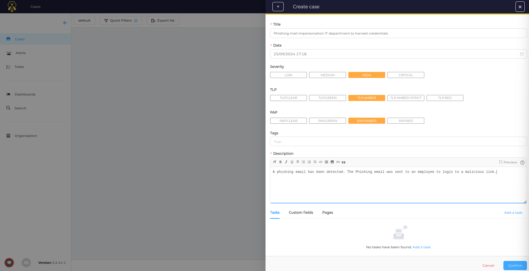 TheHive screenshot