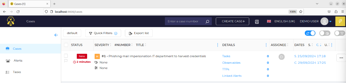 TheHive screenshot