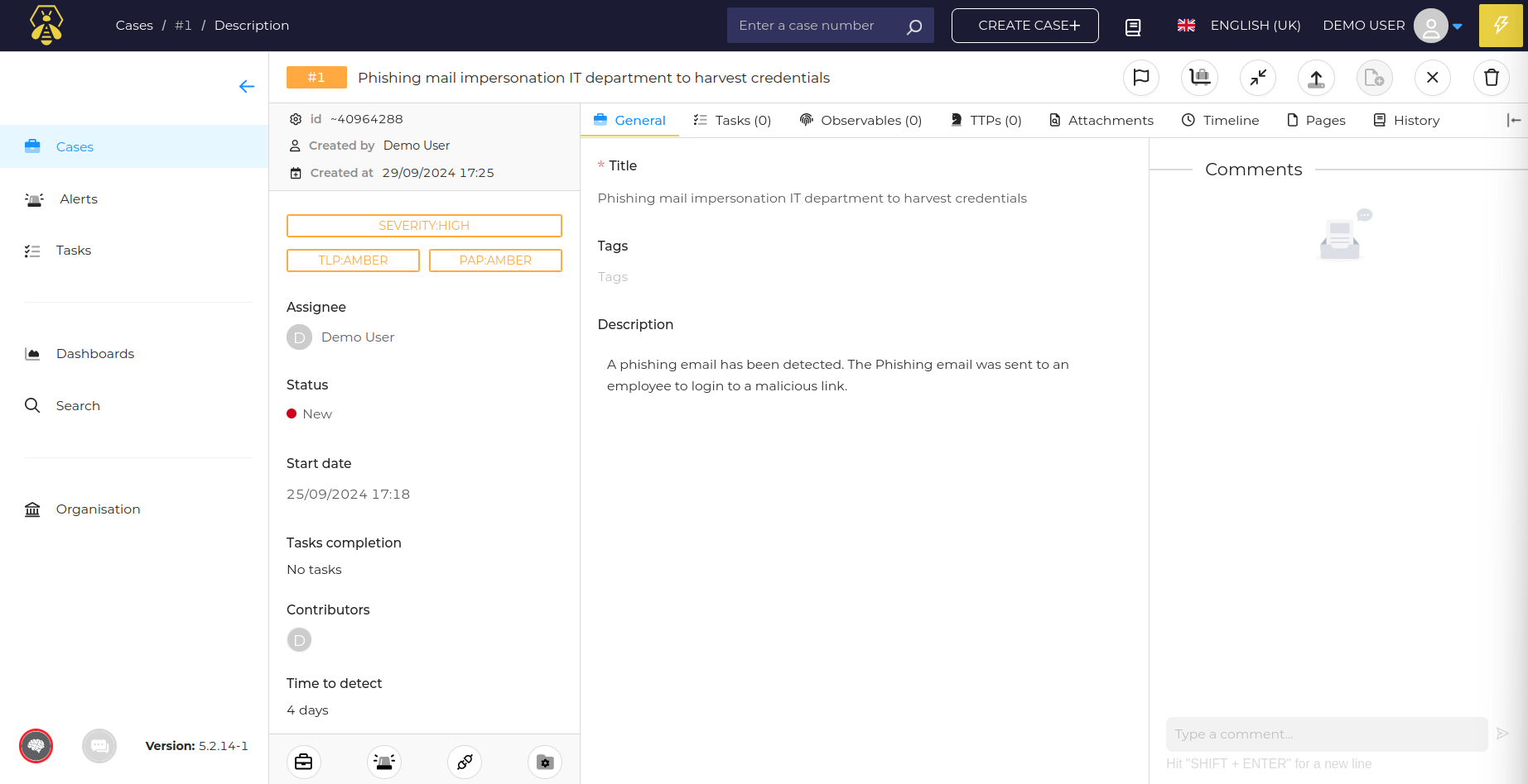 TheHive screenshot