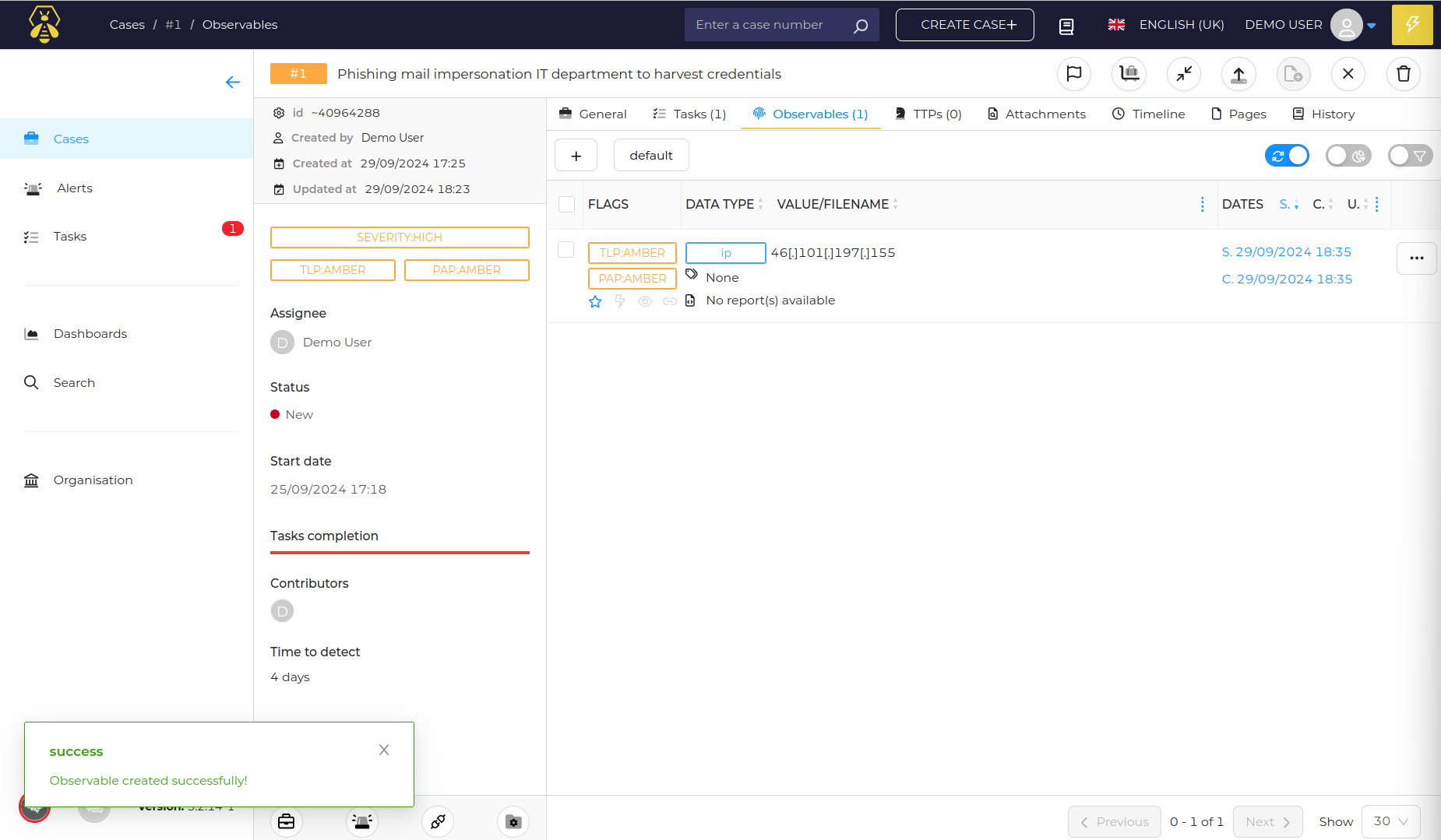 TheHive screenshot
